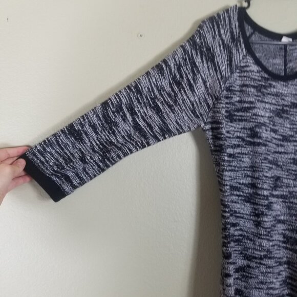 Old Navy 3/4 Sleeve Black & White Marled Dress Medium Thick Knit Tweed Like - Picture 2 of 7